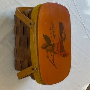 Vintage Picnic Basket style purse, hand painted with Cardinal